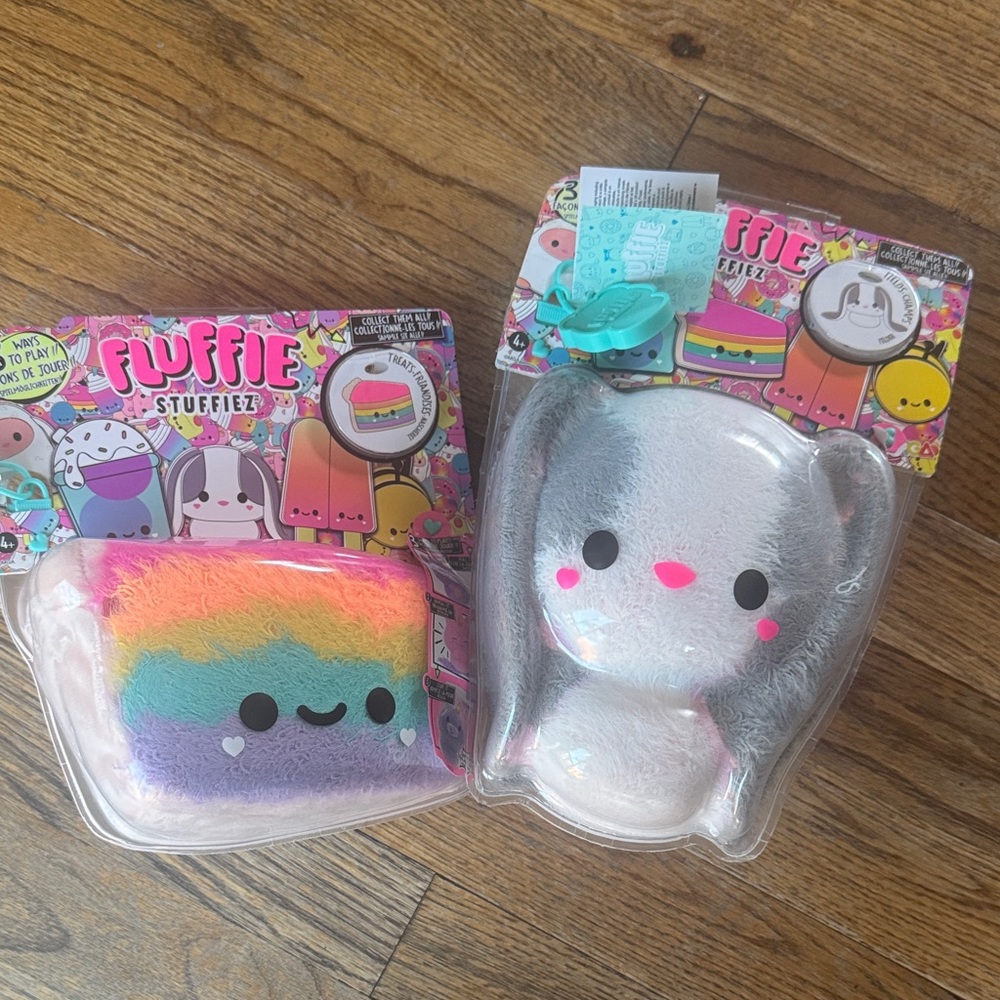 Fluffie Stuffiez Rainbow and Silver Plush Set